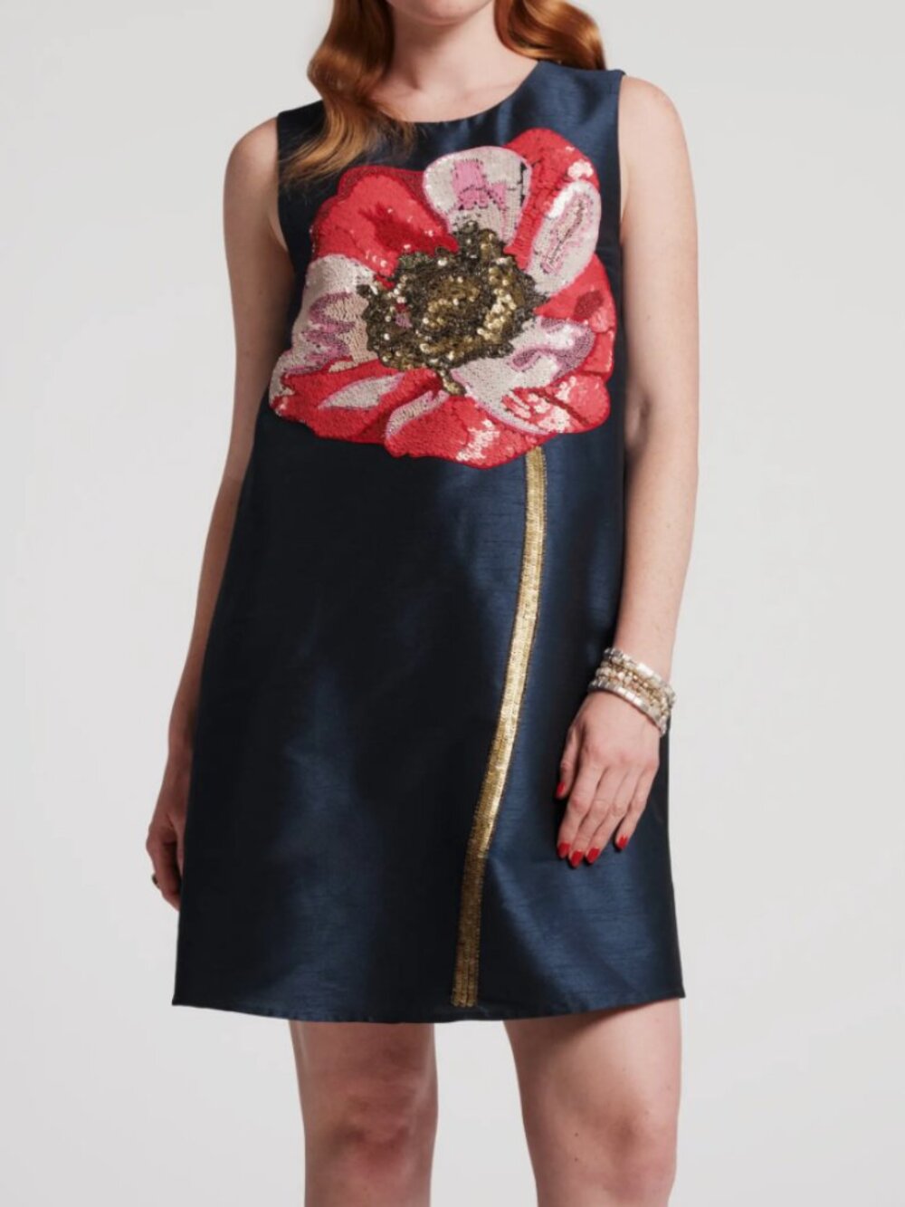 NWT Frances Valentine Alice Shift Dress w/Sequin Flower - Size XL